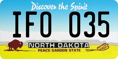 ND license plate IFO035