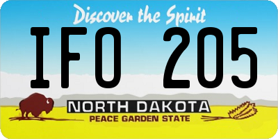 ND license plate IFO205