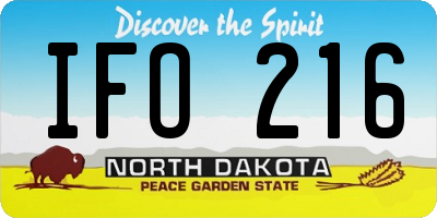 ND license plate IFO216