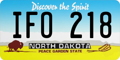 ND license plate IFO218