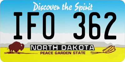 ND license plate IFO362