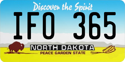 ND license plate IFO365