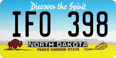 ND license plate IFO398