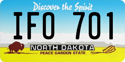 ND license plate IFO701
