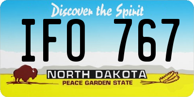 ND license plate IFO767