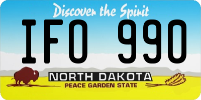 ND license plate IFO990
