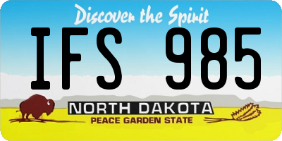 ND license plate IFS985