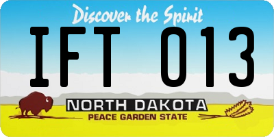 ND license plate IFT013