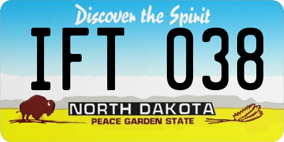 ND license plate IFT038