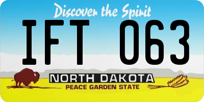 ND license plate IFT063