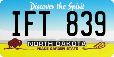 ND license plate IFT839