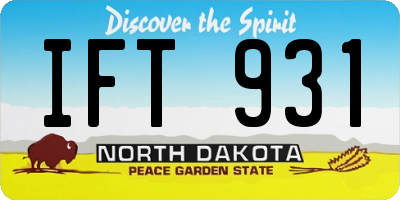ND license plate IFT931