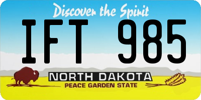 ND license plate IFT985