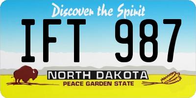 ND license plate IFT987