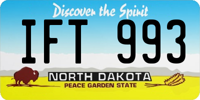 ND license plate IFT993