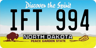ND license plate IFT994