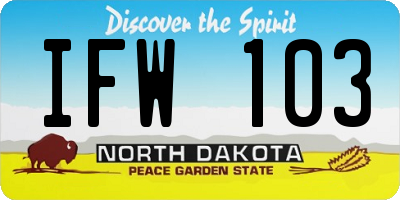 ND license plate IFW103