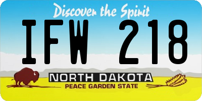 ND license plate IFW218