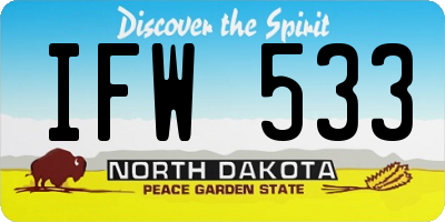 ND license plate IFW533