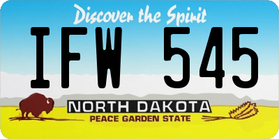 ND license plate IFW545