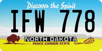 ND license plate IFW778