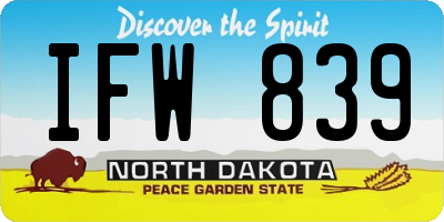 ND license plate IFW839