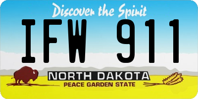 ND license plate IFW911