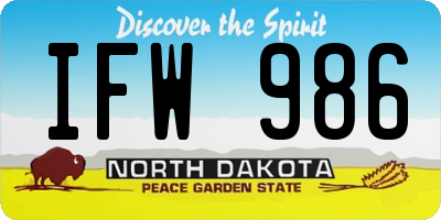 ND license plate IFW986