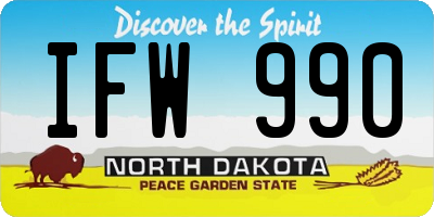 ND license plate IFW990
