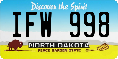 ND license plate IFW998