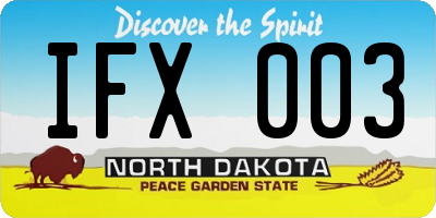 ND license plate IFX003