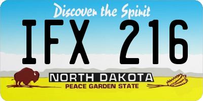 ND license plate IFX216