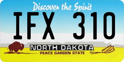 ND license plate IFX310
