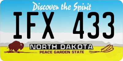 ND license plate IFX433