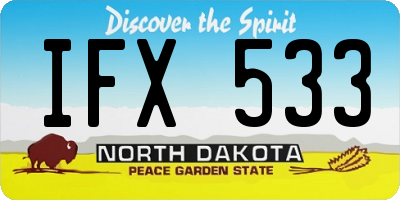 ND license plate IFX533