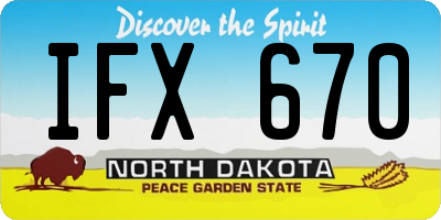 ND license plate IFX670