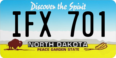 ND license plate IFX701