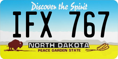 ND license plate IFX767