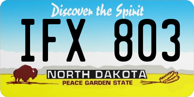 ND license plate IFX803