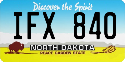 ND license plate IFX840
