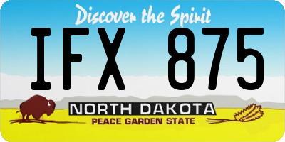 ND license plate IFX875