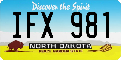 ND license plate IFX981
