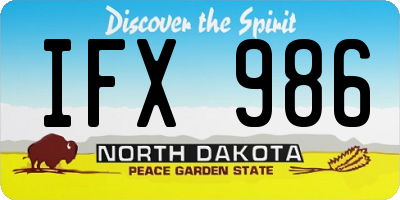 ND license plate IFX986