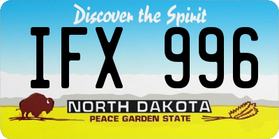 ND license plate IFX996