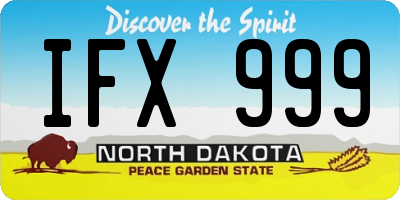 ND license plate IFX999