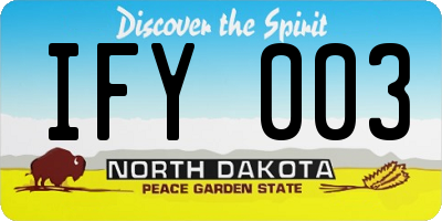ND license plate IFY003
