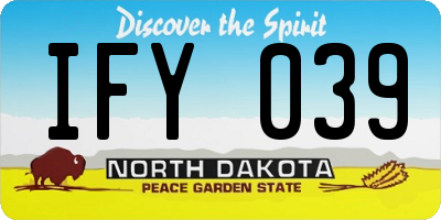 ND license plate IFY039