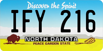 ND license plate IFY216