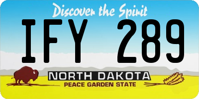 ND license plate IFY289