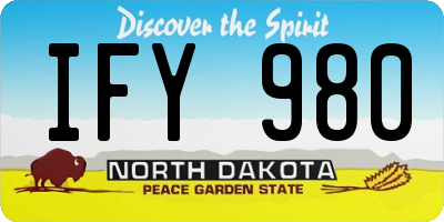 ND license plate IFY980
